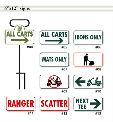 6inch by 12inch golf course signs